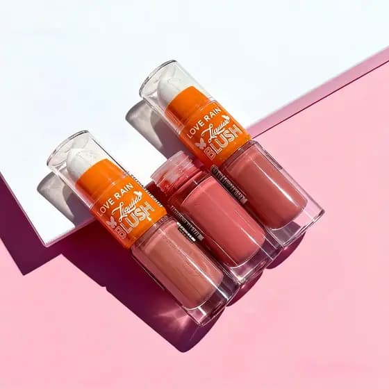LOVE RAIN Blush 2 em 1 – Tint Labial e Blush Líquido com Esponja Aplicadora