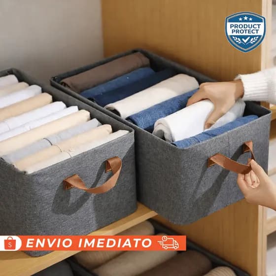 Caixa Organizadora Premium Dobrável Reforçada Grande para Roupas, Gavetas e Guarda-Roupa Multiuso