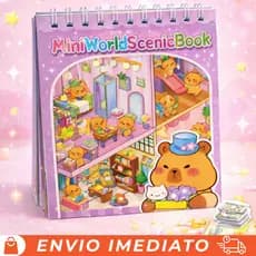 Caderno Adesivo 3D Capivara 8 Cenários – Brinquedo Educativo, Relaxante para Crianças