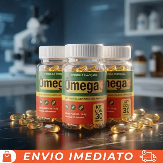 Kit 3 Frascos Ômega 3 DHA EPA + Vitamina E com Óleo de Peixe 1000mg