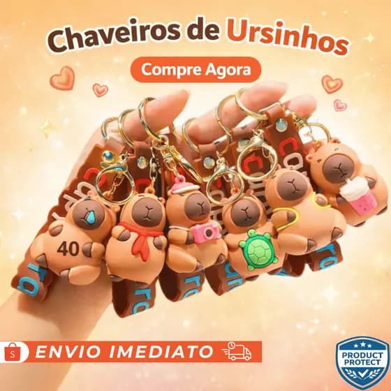 Chaveiro Capivara Fofinho em Silicone – Macio, Presente Feminino ou Casal