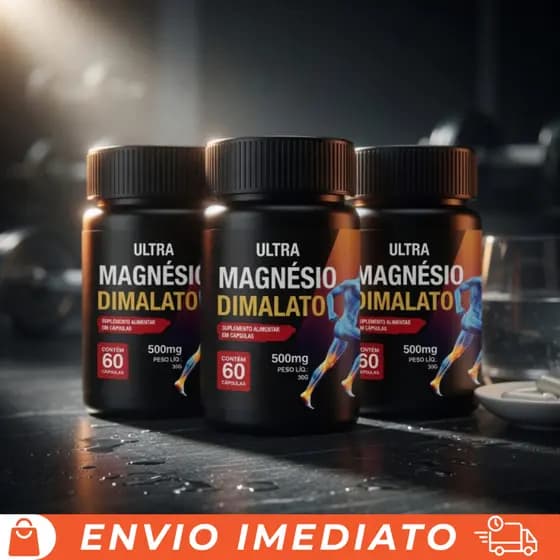 Kit 3 Frascos Magnésio Dimalato 500mg Premium: Alta Absorção Energia e Bem-Estar