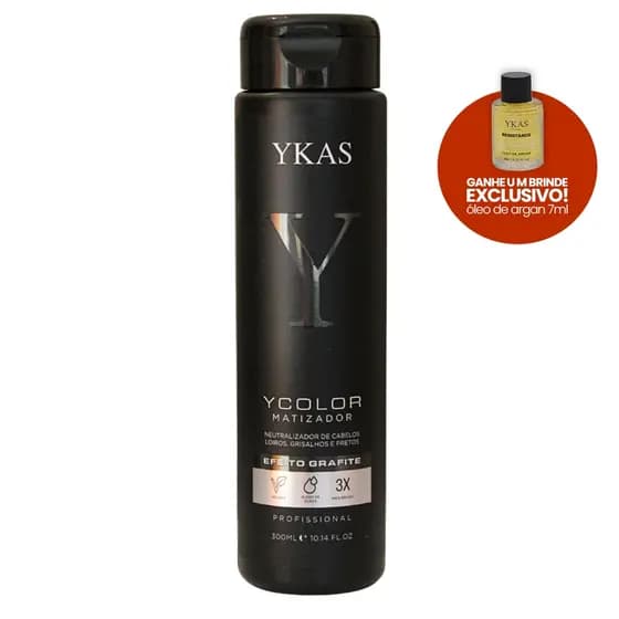 Ykas Ycolor Máscara Matizadora Hidratante Grafite 300 ml - Matizador que Neutraliza Tons Amarelados