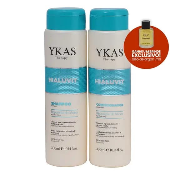 Kit Shampoo e Condicionador Hidratante Acido Hialurinico Hialuvit Yaks 300 ml