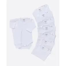 Kit 8 Conjuntos de Pagão Bebê Canelado Branco Body manga longa e Calça