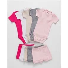 Kit 05 Conjuntos Bebê Pagão Verão Canelado Menina  RN ao GG 7714