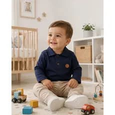 Camisa Polo Infantil Manga Longa Canelado