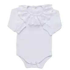 Body Bebê Menina Manga Longa Renda