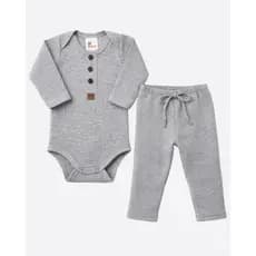 Conjunto Canelado 2 Peças Bebê Body e Calça