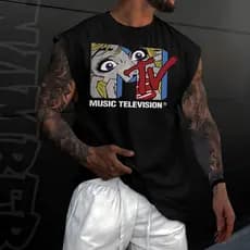 Camiseta regata machão  masculino mtv music television vintage Longline algodao unissex