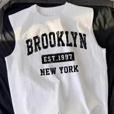 Regata Machão Para Homens Verão Praia Estampada Brooklyn Est 1997 New York USA Camisa Para Calor Algodão Casual Básico