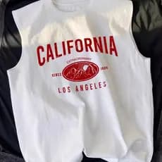 Camisa Regata Para Homens Modelo Machão Estampa California Montanhas Los Angeles Verão Calor Praia Estilo Casual Basico