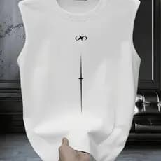 Regata Masculina 100% Algodão Machão Estrela Minimalista  Estilo 2YK Skatista Para o Calor Primavera/Verão Streetwear