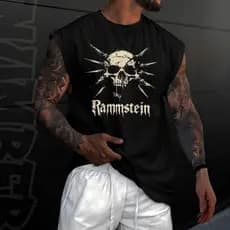 Camiseta regata machão masculino banda de rock rammstein streetwear em algodao unissex Longline