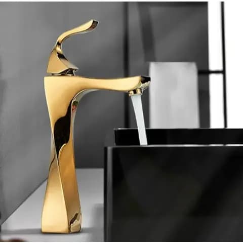 Torneira Para Banheiro Bica Alta Lavabo Pia Monocomando Misturador Inox Luxo Dourado Cromada