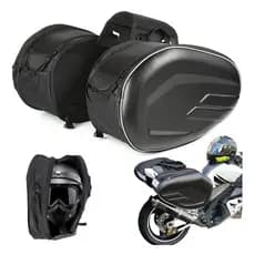 Bolsa Alforje Baú Lateral Para Banco Moto 2 Compartimentos Cor Preto Carbono