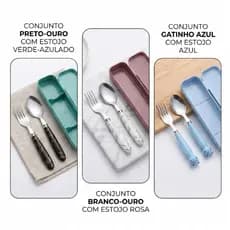 kit talheres/ talheres /porta talheres portátil/ Jogo de Talheres Inox