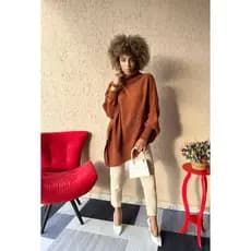 Poncho Feminino Bico Casaco Punho Tricô Gola Alta Capa Inverno Casual Casaco Lã Agasalho Tricot