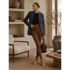 Calça Pezinho Fusô Feminina Estilo Lã Tricô Modal Canelada Cós Alto Moda Inverno Tipo Meia-Calça Segunda Pele Tri