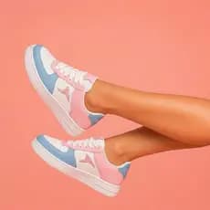 Tênis Branco Rosa Feminino Resistente e Leve Interior Estofado Para Conforto Diário