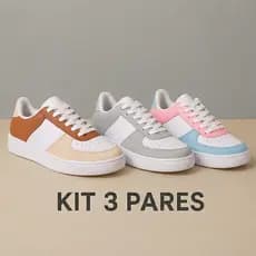 Kit 3 Pares Tênis Casual Street Versatil Confortavel Para Trabalho Escola Passeios E Lazer Diario