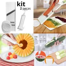 Kit 2 Peças 4 em 1 Descascador Cortador de Legumes Dupla Face Boleador Ralador Ralador Multiuso