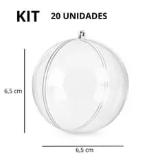 20 uni. Esferas Acrílica Bola de Natal Transparente Para Foto 6,5cm