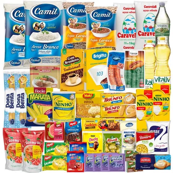 Cesta Básica de Alimentos Gigante Completa 10kg De Arroz Leite Ninho e Mistura