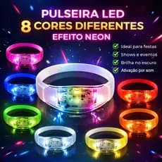 Até 50 Pulseira LED Ativada por Som com 3 Modos de Luz, Pisca ao Ritmo da Música para Festa e Evento