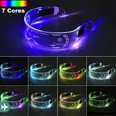 Óculos Neon LED de 7 Cores Acrílico Cyberbunk Futurista para Festas e Eventos