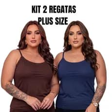 Kit 2 Regata Alcinha Feminina De Viscolycra Plus Size Feminina Várias Cores Tamanhos Grandes