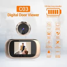 Visualizador De Porta Digital Olho Mágico Câmera Campainha 2.8 Polegadas Visão Noturna Monitoramento De Sessão De Fotos