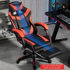 Cadeira Gamer Profissional, Uso Corporativo, Design Ergonômico, Reclinável com Apoio para os Pés e Rodízios
