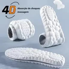 Palmilhas Esportivas 4D de Látex Confortáveis Suporte Anatômico Antiderrapante