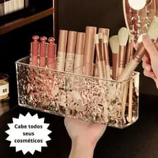 Organizador de Maquiagem com 4 Divisórias, Multiuso para Pincéis, Ideal para Mesa de Maquiagem