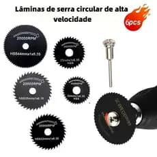 Jogo 6/7 Peças Mini Disco Corte Serra Micro Retífica Furadeira Alta Resistência