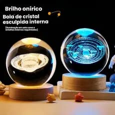 Luminária Decorativa Globo LED Lua Galáxia Sistema Solar Astronauta Bola De Cristal