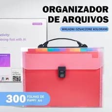 KIT 1/2 Pasta Sanfonada A4 Colors 12 Divisórias Plástica Documentos