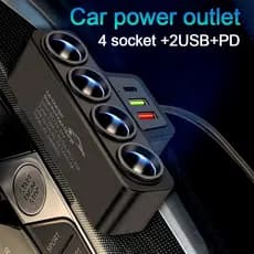 Adaptador De Isqueiro De Carro 120W 4 Em 1 12V/24V Tomada USB