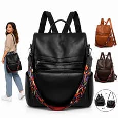 Mochila/bolsa feminina grande, adequada para escola, trabalho, viagens, Material de couro Artificial
