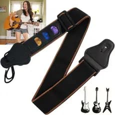 Correia para Violão e Guitarra com Porta Palhetas – Conforto e Praticidade no Palco
