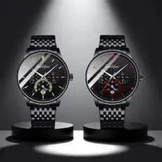 Relógio Masculino Sunlifex 9007 Executivo  Luxo  Quartzo - Pulseira de Aço Inox, À Prova D'Água, Cronômetro, Calendário