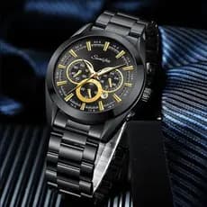 Relógio Masculino Sunlifex Luxo  Quartzo - Pulseira de Aço Inox, À Prova D'Água, Cronômetro, Calendário  9104