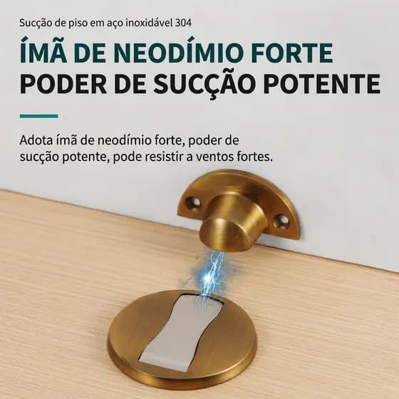 Kit Prendedor Trava Fixador de Porta Magnético Slim Cromado Adesivo Amortece Impacto Inox Cromado