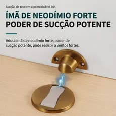 Kit Prendedor Trava Fixador de Porta Magnético Slim Cromado Adesivo Amortece Impacto Inox Cromado
