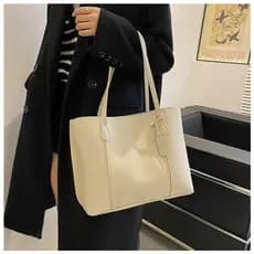 Senhoras bolsa de couro macio simples grande capacidade Casual All-Match bolsa de ombro sacola