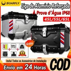 Bau Para Motocicleta 45/55/65L Com Encosto Mala De Abs Preto Capa Traseira Suporte