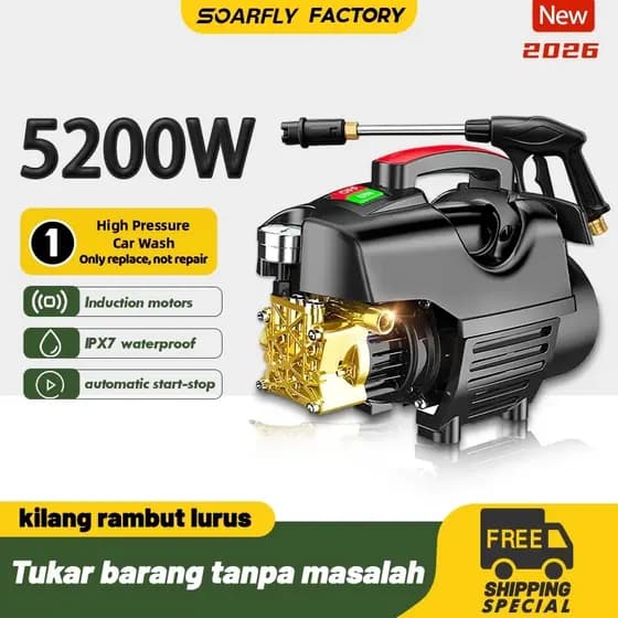 Máquina de lavar carro portátil de alta pressão Soarfly indução 4800w preta