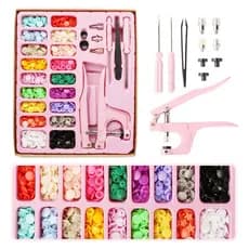 Kit Alicate 3 Em 1 Pregar Botão Pressão Ritas Ilhós Matriz - rosa