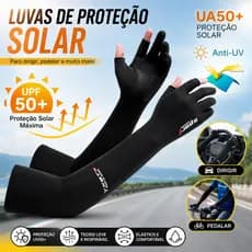 Manguito Compressão Proteção UV50+ Braço e Mão para Pesca Ciclismo Esporte Multiesporte